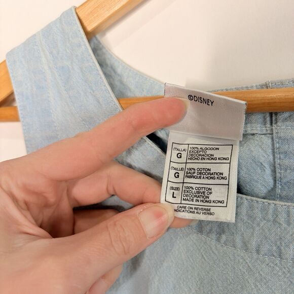 The Disney Store Winnie The Pooh Embroidered Light Denim Dress 90s Vintage  L - Picture 11 of 12